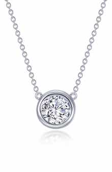 Bezel Simulated Diamond Solitaire Pendant Necklace