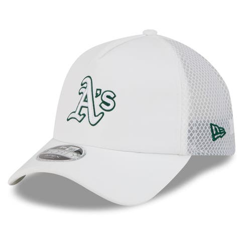 Men's New Era White Athletics 2026 Batting Practice Apex 9FORTY Adjustable Trucker Hat