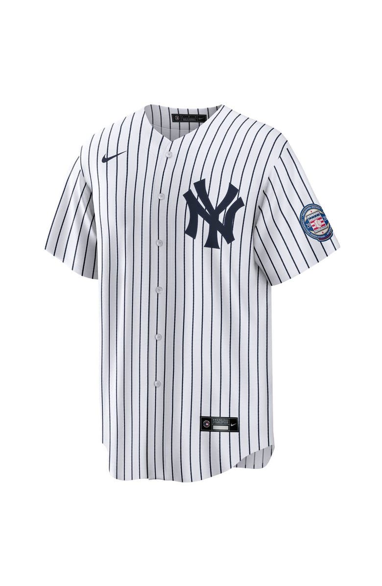Nike Men's Nike Derek Jeter White/Navy New York Yankees 2020 Hall of Fame Induction Home Replica Player Name Jersey, Alternate, color, 
