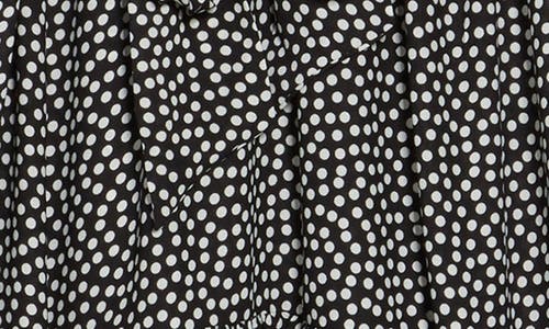 Max Studio Floral Tie Front Shirtdress In Blk/iry Large Posie Polka Dot
