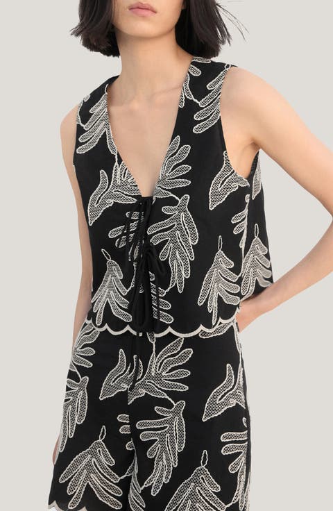 Embroidered Bow Vest