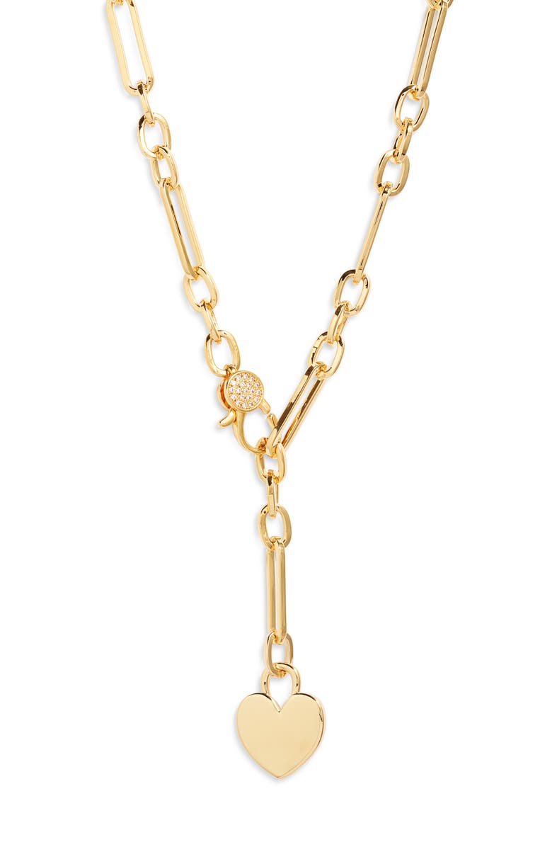 Nordstrom Bold Chain Heart Lariat Necklace, Main, color, Clear- Gold
