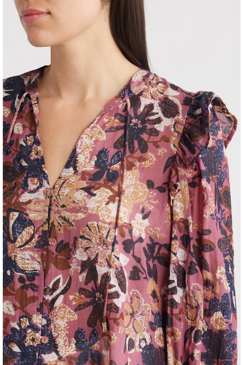 Priya Print Tie Neck Top, Alternate, color, BERGAMO PRINT