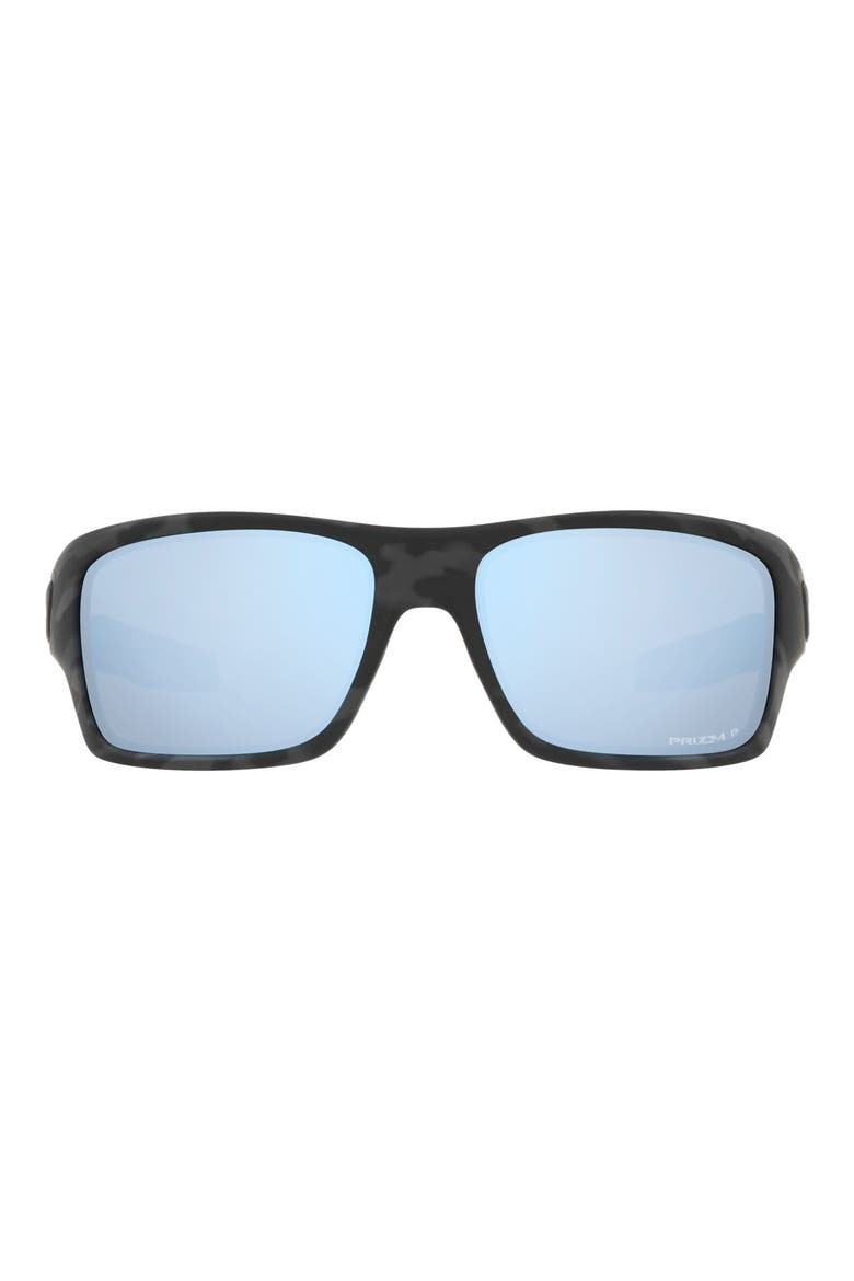 Turbine 65mm Polarized Oversize Rectangular Sunglasses, Main, color, RUBBER BLACK
