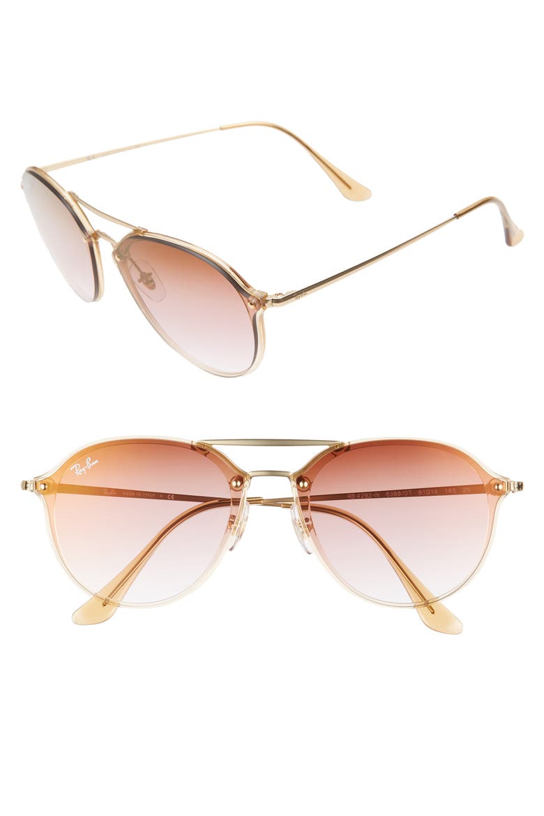 61mm Gradient Aviator Sunglasses, Main, color, GOLD/ BROWN GRADIENT/DNU