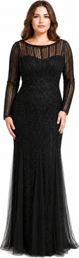 LARA New York High Neck Beaded Gown
