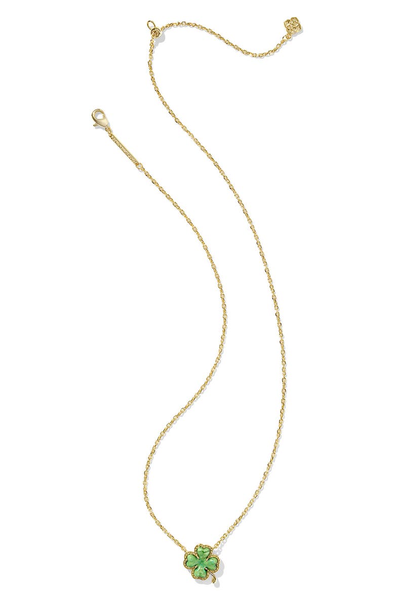 Kendra Scott Magnesite Clover Pendant Necklace, Alternate, color, Gold Lime Green Magnesite