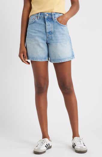 Topshop Editor High Waist Mid Thigh Denim Shorts
