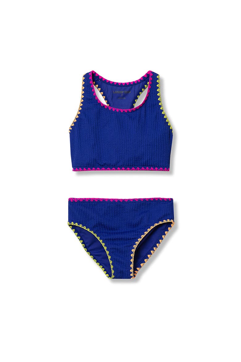 Girls Chlorine Resistant Embroidered Bikini Swimsuit Set, Main, color, Dazzling Blue
