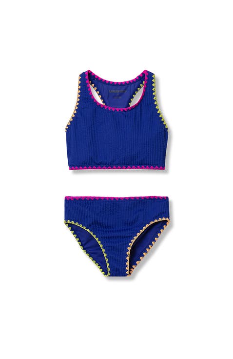Girls Chlorine Resistant Embroidered Bikini Swimsuit Set
