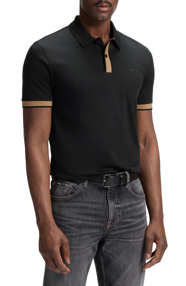 BOSS H-Phillipson Wool Polo, Main, color, Black