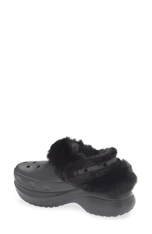 Crocs Bae Fleece Lined Platform Clog In Black