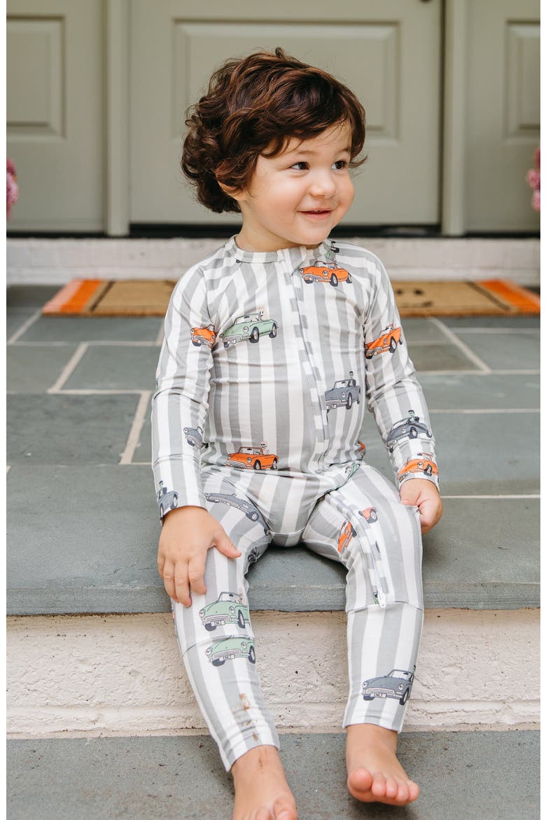Spooky Little Riders Zipper Romper, Alternate, color, Grey Stripe