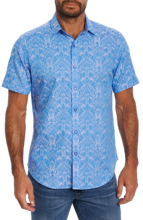 Highland Jacquard Short Sleeve Button-Up Shirt