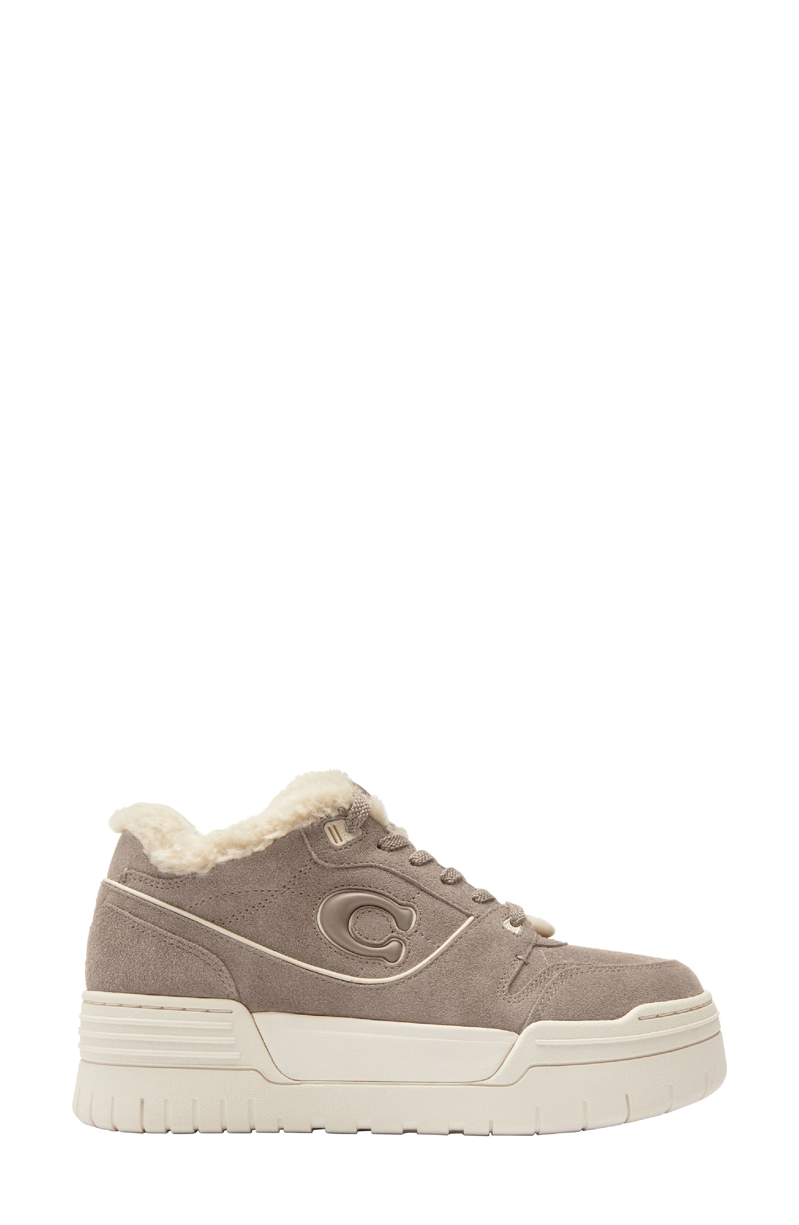 COACH Soho Genuine Shearling Trim Platform Sneaker, Alternate, color, Chalk/ Grey Birch