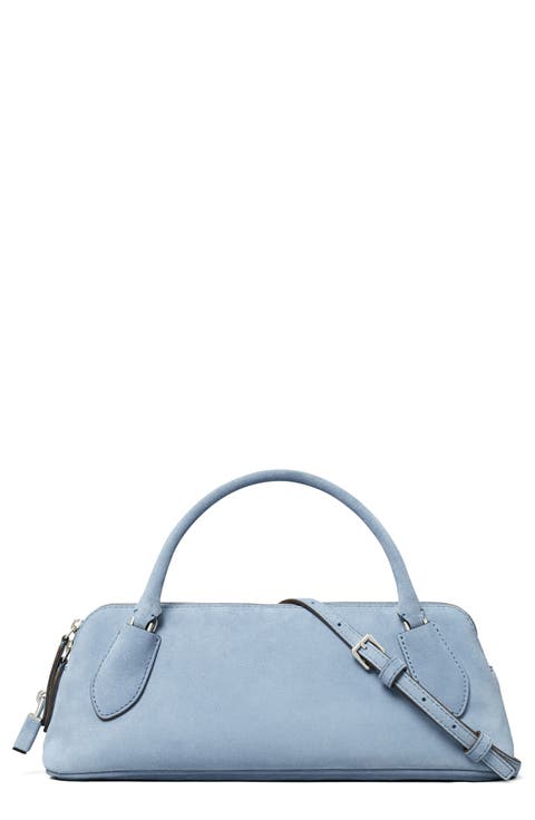 Lock Suede Top Handle Bag