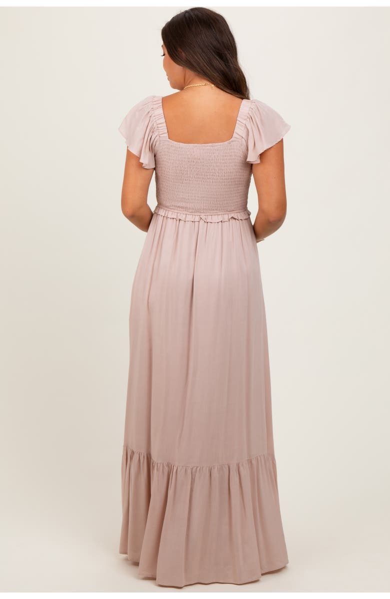 PinkBlush Smocked Top Woven Maxi Dress, Alternate, color, Taupe