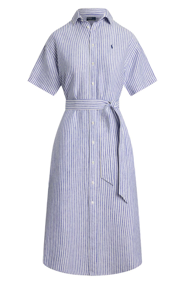 Polo Ralph Lauren Stripe Short Sleeve Linen Shirtdress, Alternate, color,