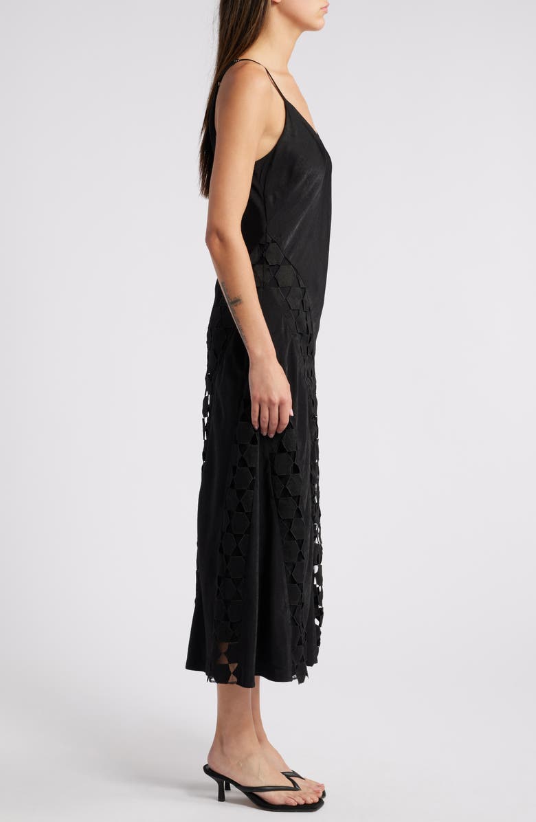 CIEBON Alix Mixed Media Midi Dress, Alternate, color, Black