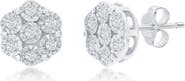 SIMONA Sterling Silver Diamond Flower Stud Earrings - 0.03ct.