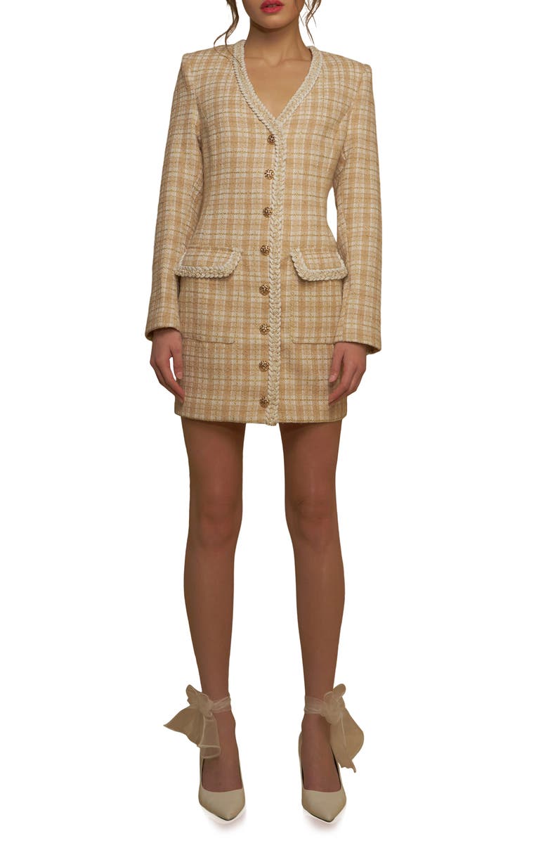 Endless Rose Premium Plaid Tweed Minidress, Main, color, 