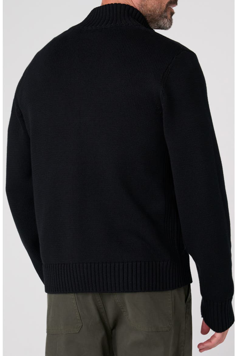 Heavyweight Cotton Blend Full Zip Sweater, Alternate, color, BLACK