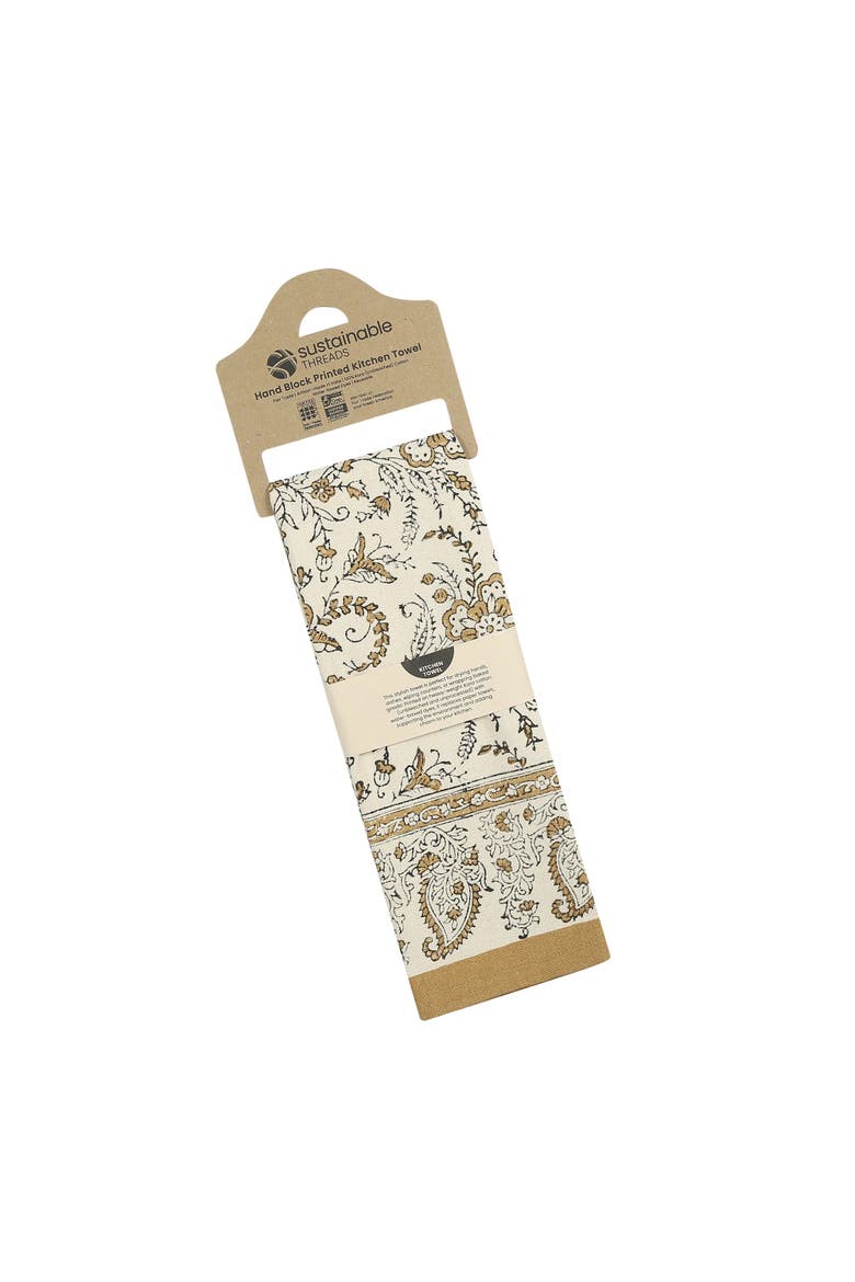 Ivy River - Hand Block Printed Kitchen Towels - Set of 2, Alternate, color, Earth