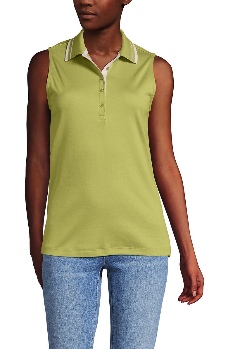 Lands' End Supima Cotton Polo, Main, color, Bright Pistachio/Ivory