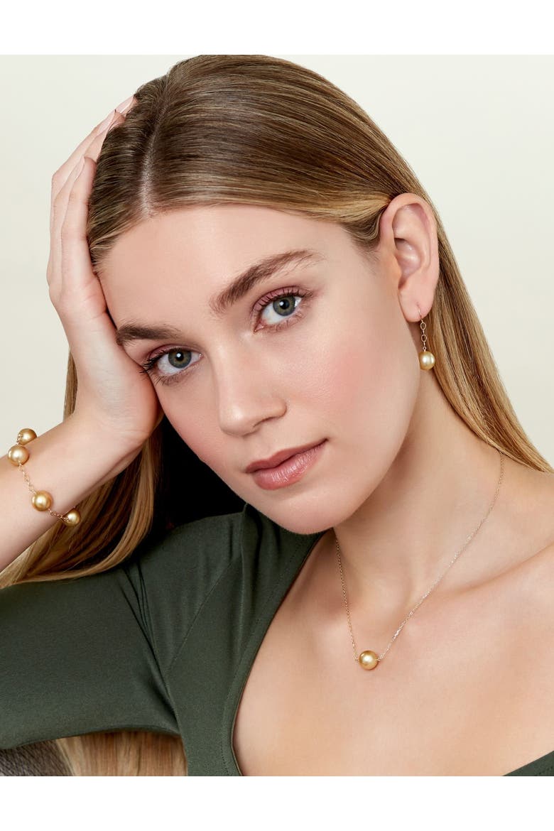 Golden Round Solitaire 14K Pearl Necklace, Alternate, color, Golden Pearl