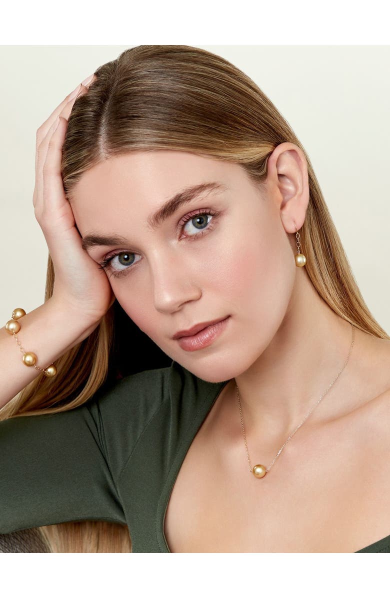 The Pearl Source Golden Round Solitaire 14K Pearl Necklace, Alternate, color, Golden Pearl