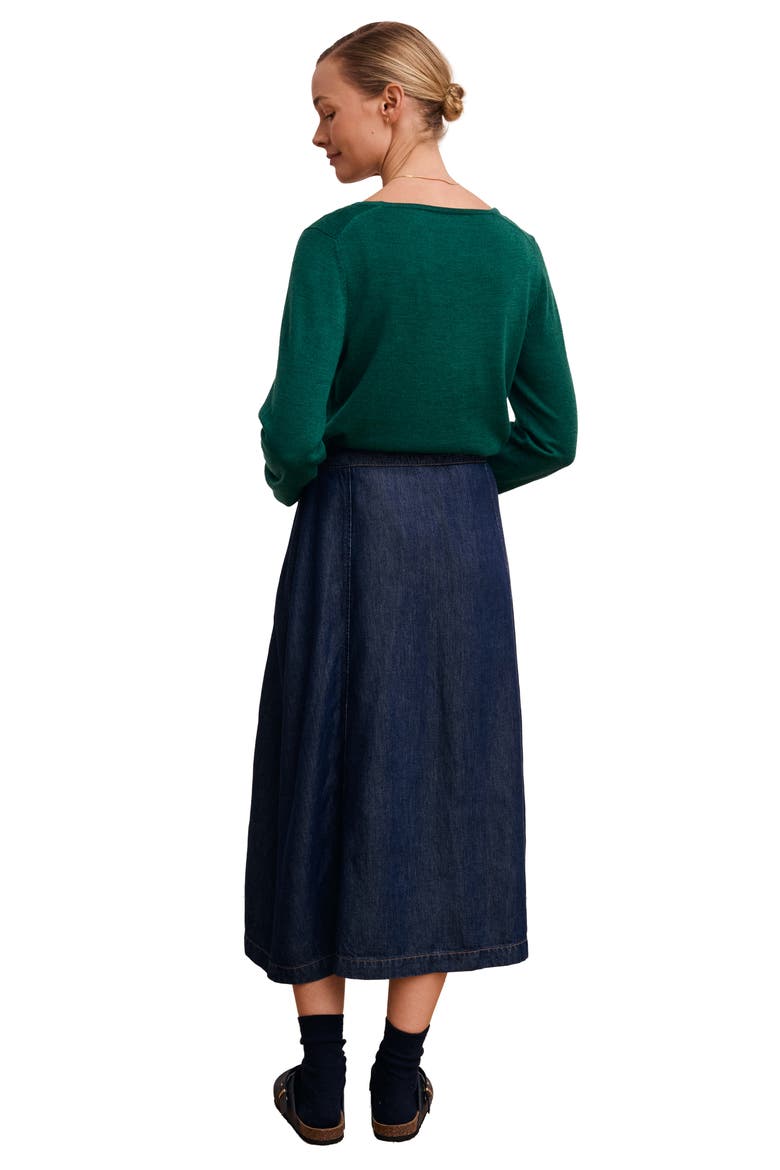 Midi Wrap A-Line Denim Skirt, Alternate, color, Indigo Rinse Wash