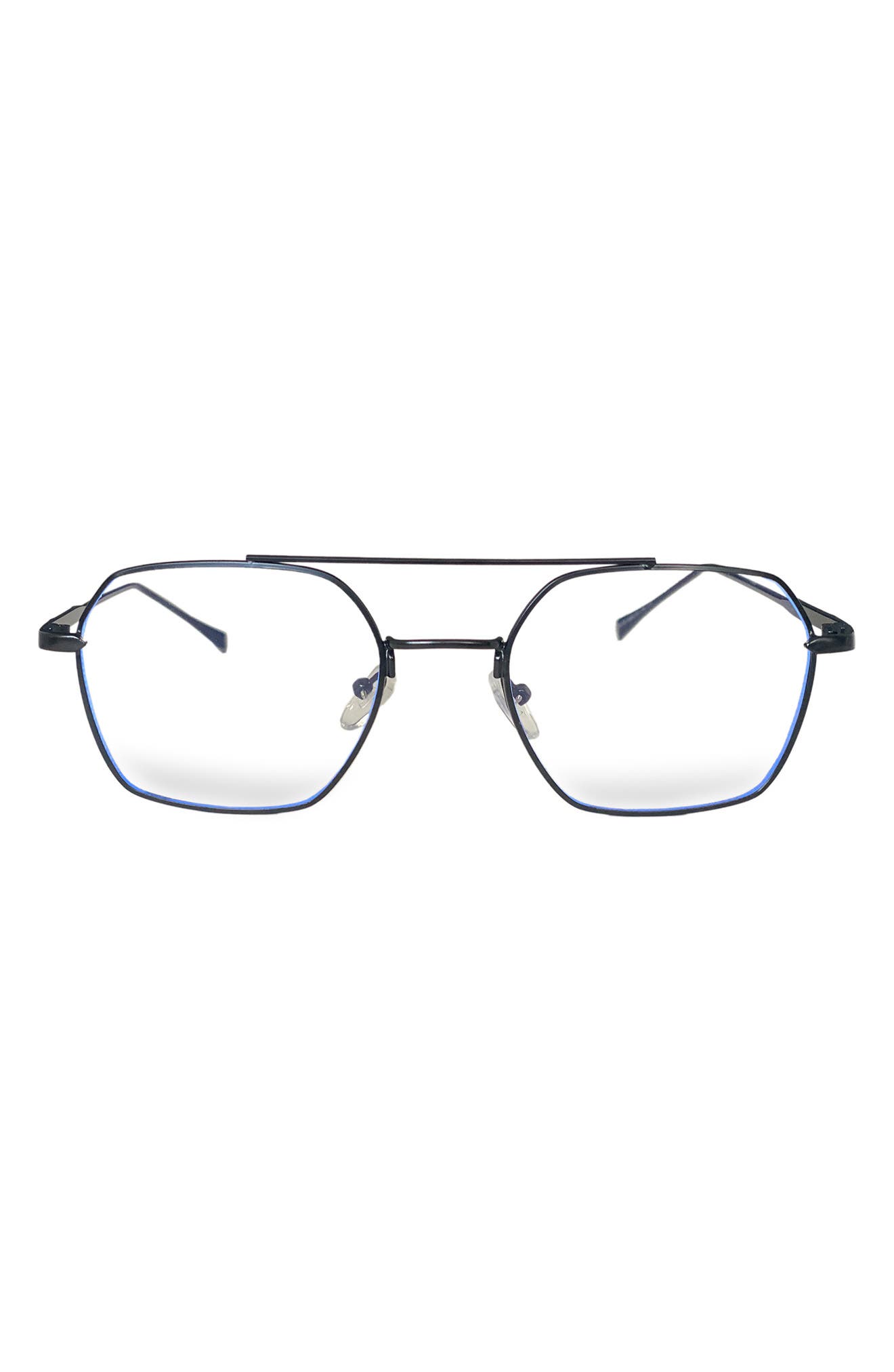 Fifth & Ninth Loki 51mm Geometric Blue Light Blocking Glasses in Black/Clear 