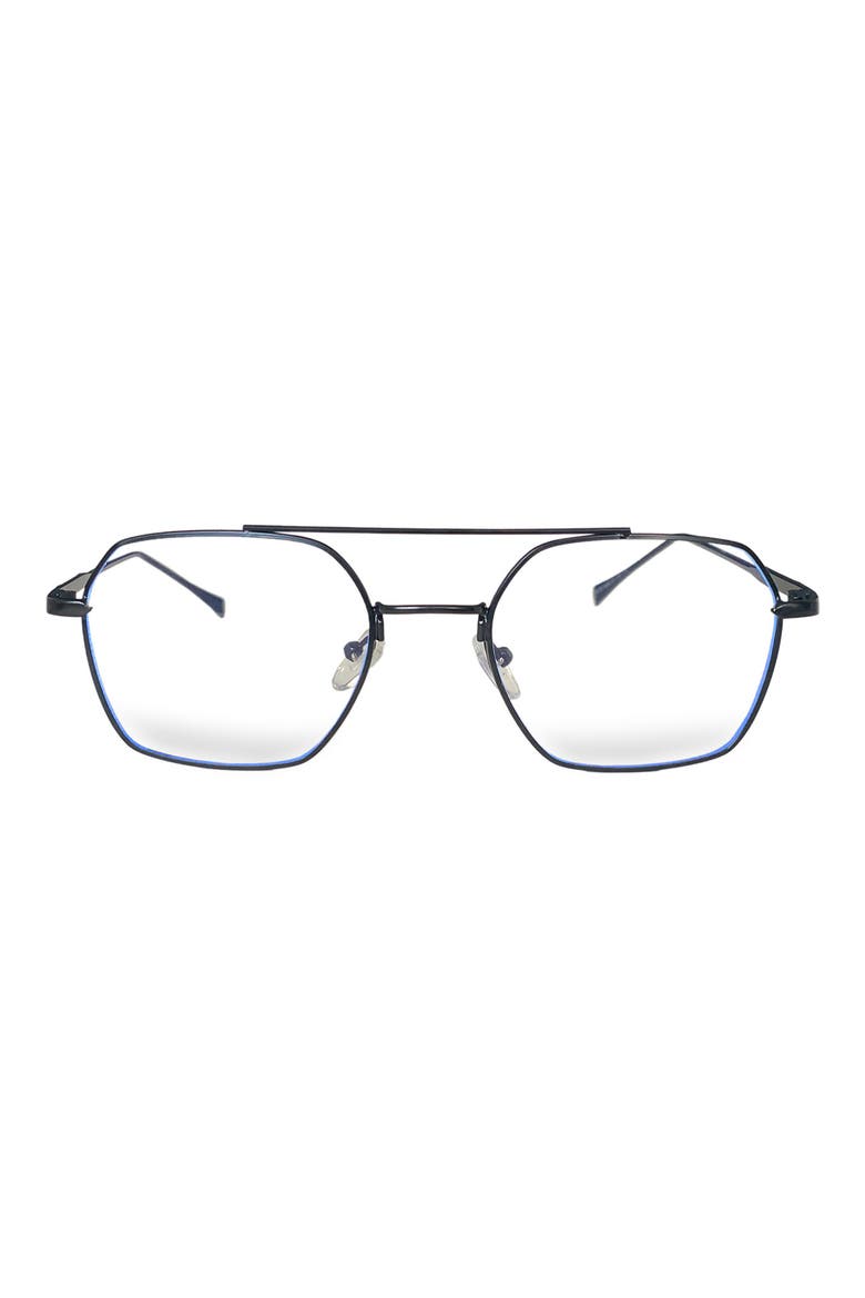 Loki 51mm Geometric Blue Light Blocking Glasses, Main, color, BLACK/ CLEAR