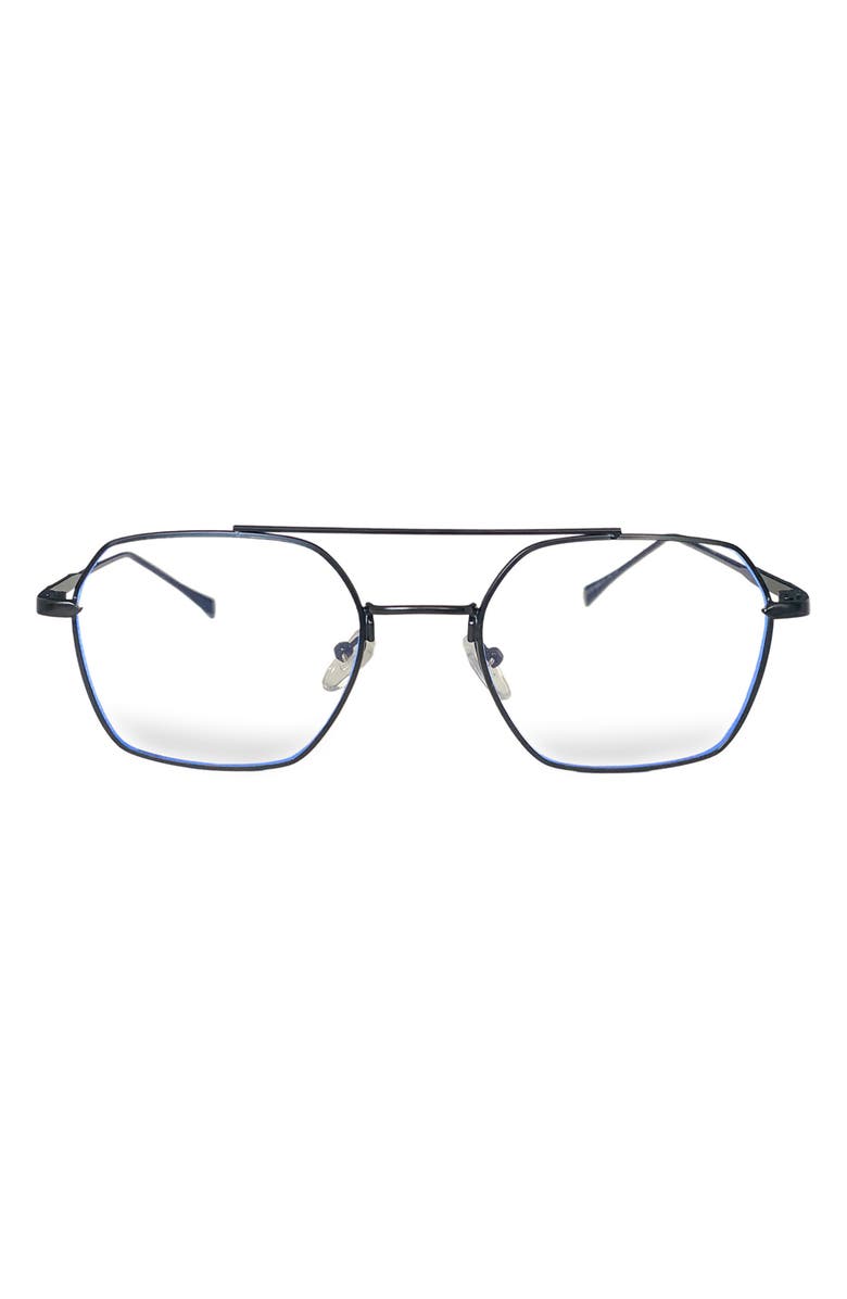 Fifth & Ninth Loki 51mm Geometric Blue Light Blocking Glasses, Main, color, Black/ Clear