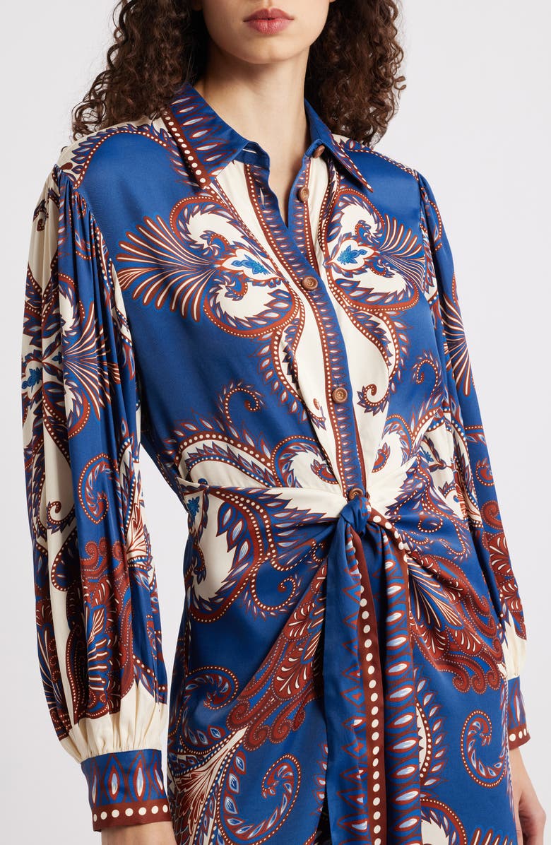 FARM Rio Arabesque Scarf Midi Dress, Alternate, color, Blue