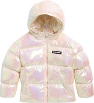 Palm Angels Logo Shiny Hoodie Puffer Jacket