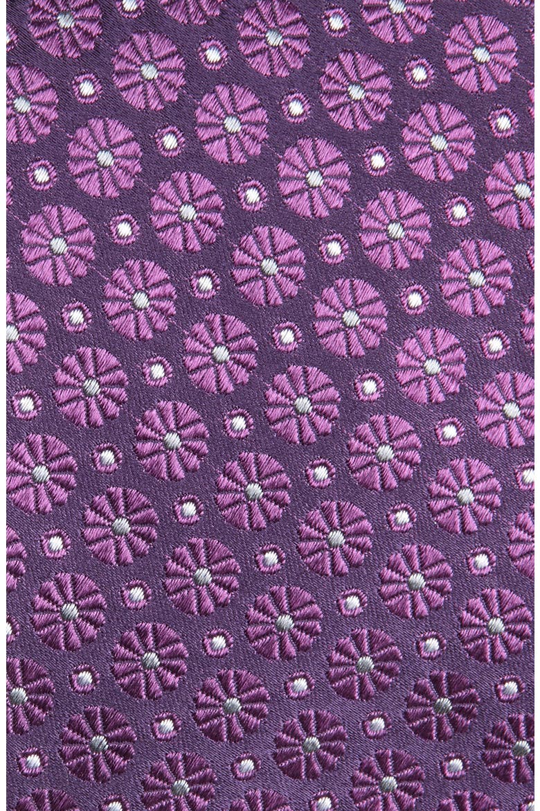 Medallion Print Silk Tie, Alternate, color, PURPLE
