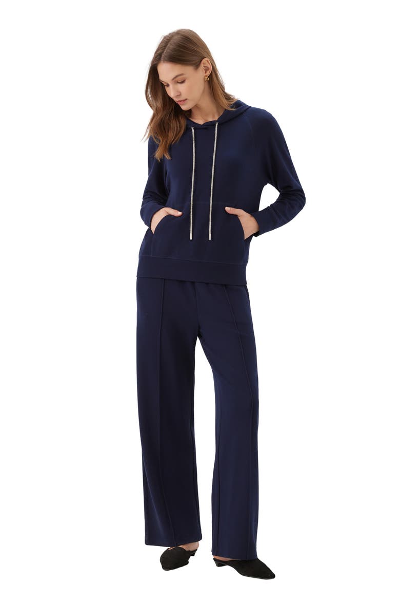 Rhinestone Drawstring Hoodie, Alternate, color, NAVY
