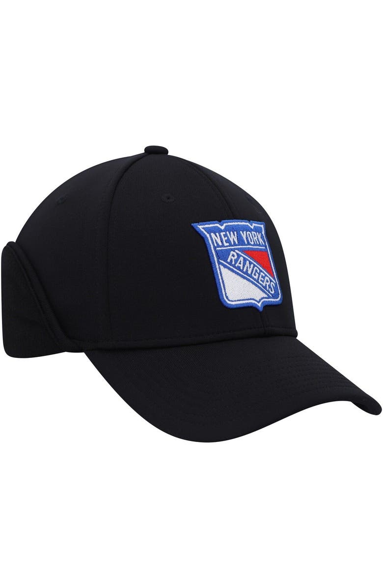 adidas Men's adidas Black New York Rangers Earflap Flex Hat, Alternate, color, 