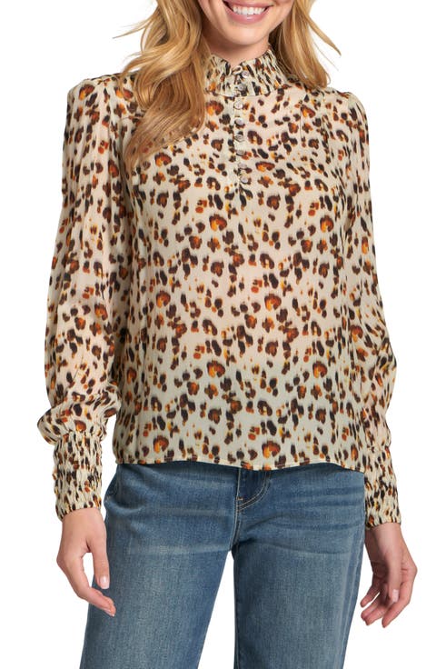 Puff Shoulder Button Front Top
