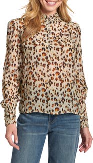 APNY Puff Shoulder Button Front Top