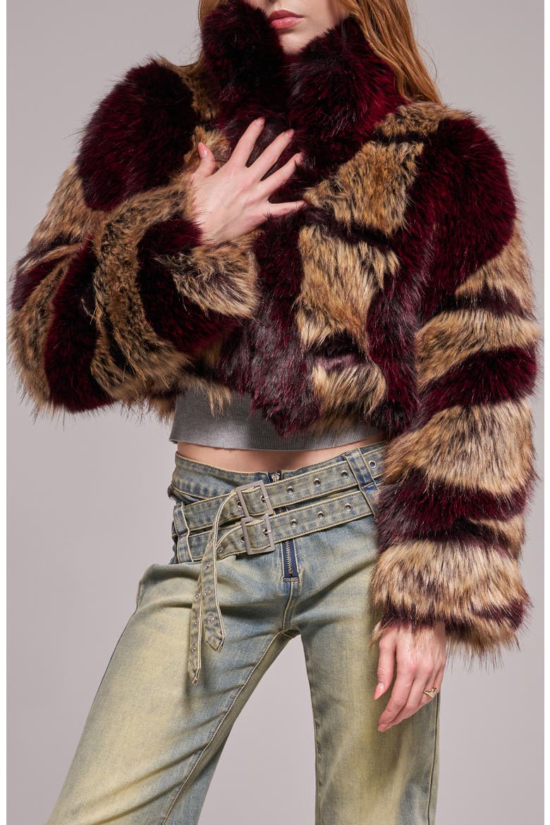 Padme Faux Fur Jacket, Main, color, BROWN