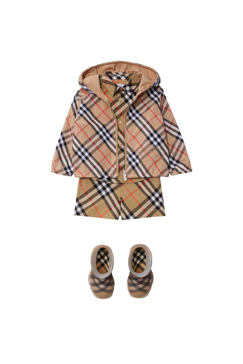 Check Cotton Shorts, Alternate, color, Sand beige