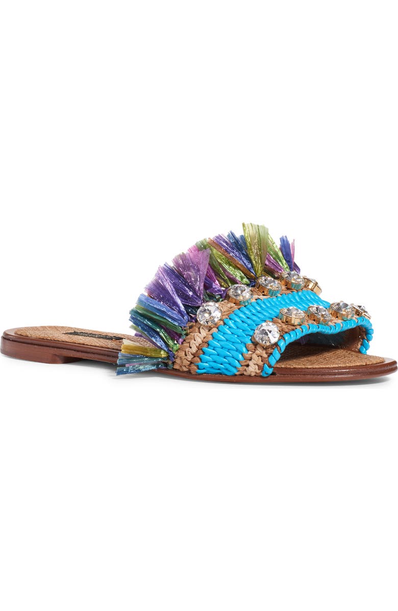 Dolce&Gabbana Fringe Embellished Slide Sandal, Main, color,