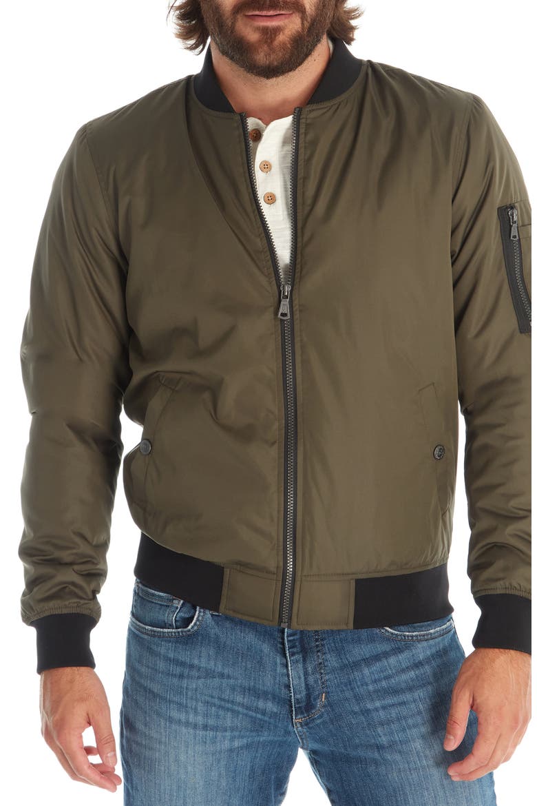 Zip Up Bomber Jacket, Main, color, OLIVE