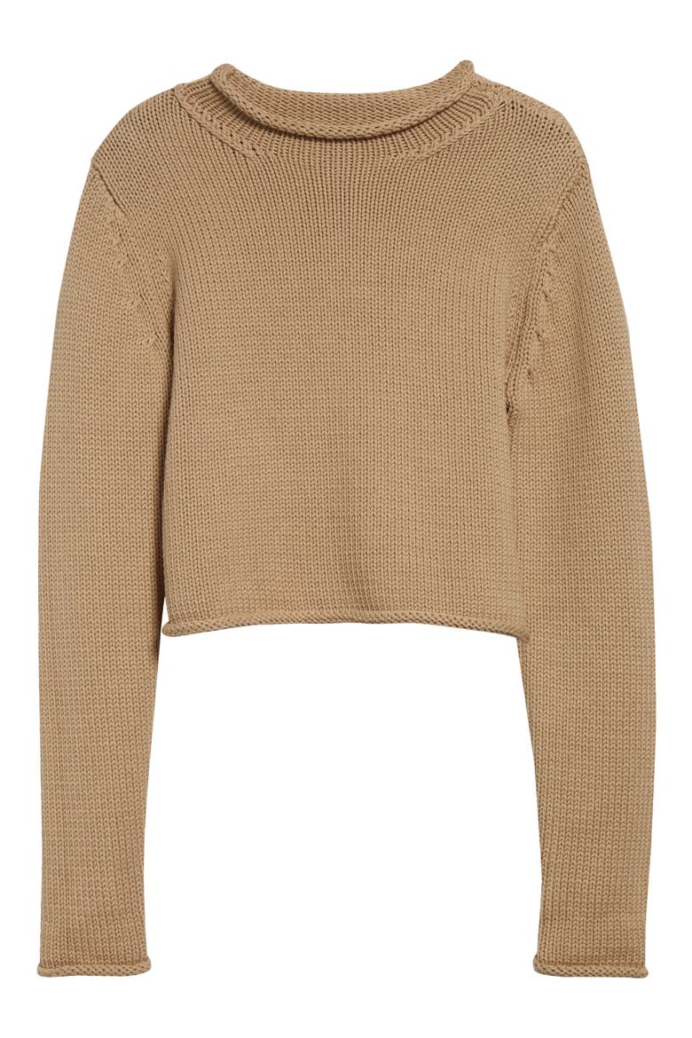 Briony Mock Neck Crop Sweater, Alternate, color, STONE KHAKI