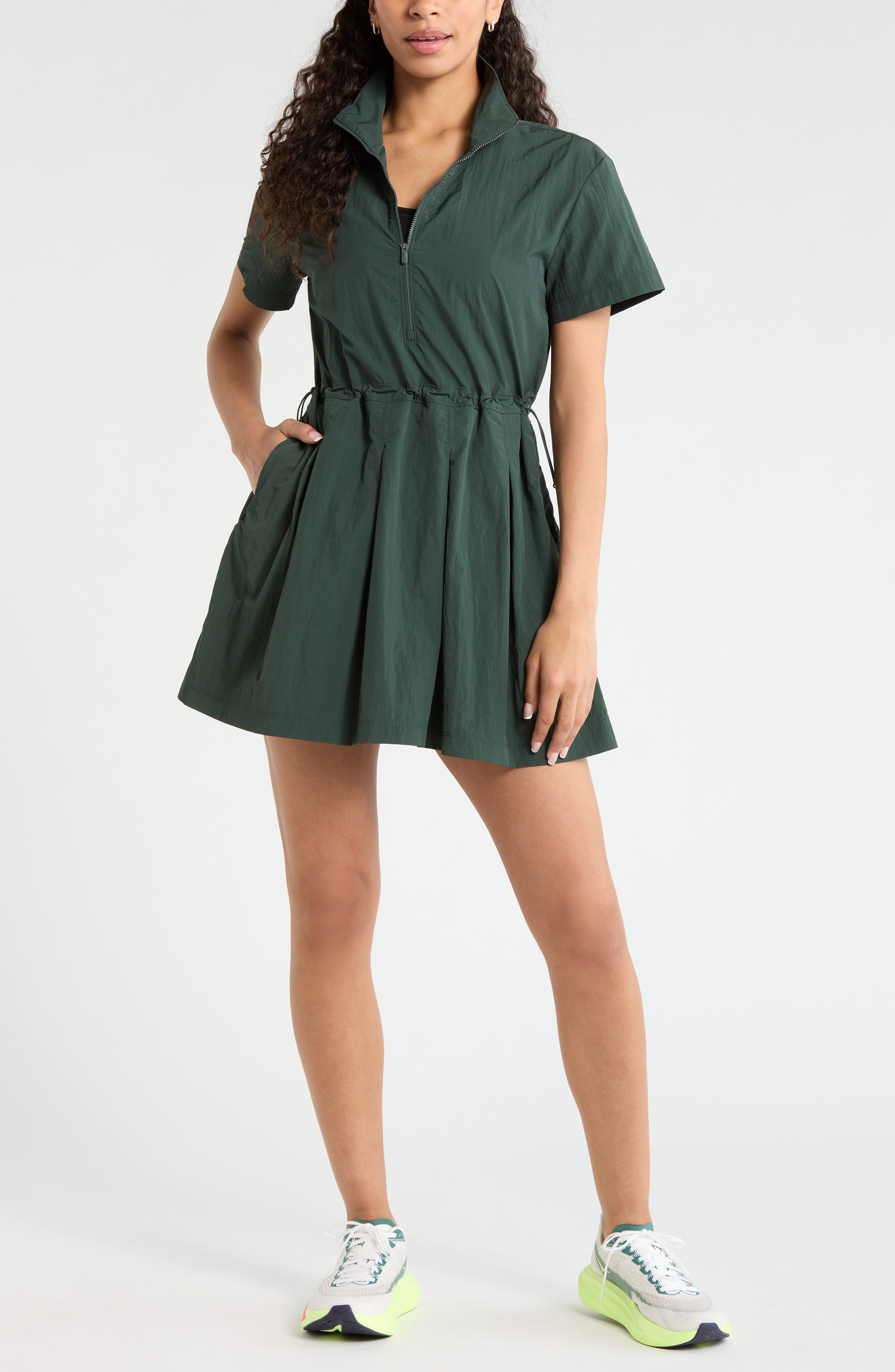 Nylon Pleated Fit & Flare Dress - image 5
