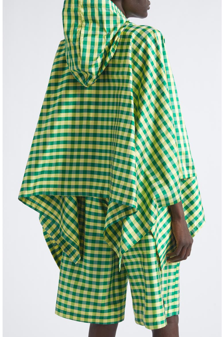 Gingham Check Silk Taffeta Poncho, Alternate, color, GINGHAM GREEN YELLOW