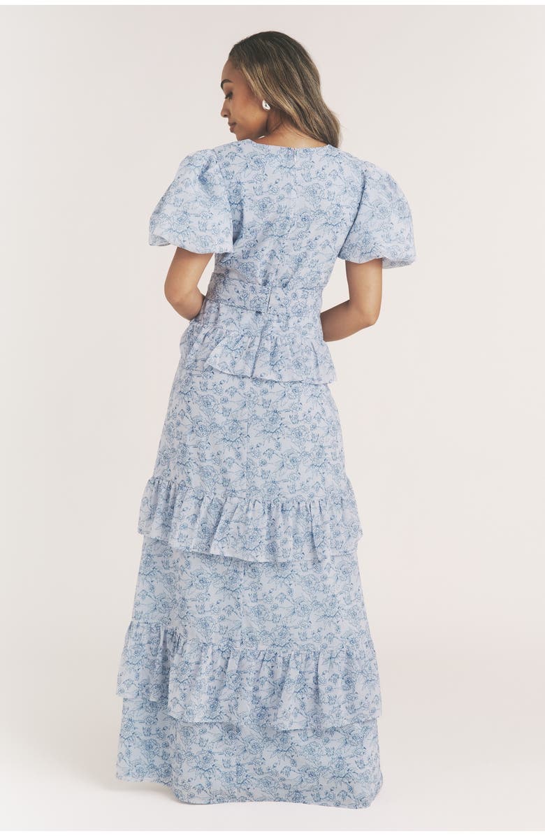 Six Stories Freya Floral Belted Ruffle Maxi Dress, Alternate, color, Pale Blue