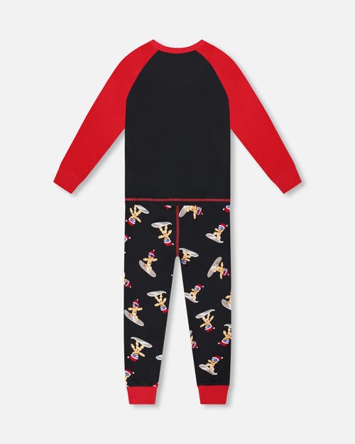 Deux Par Deux Two-piece Organic Cotton Pajama Set Cookie In Black